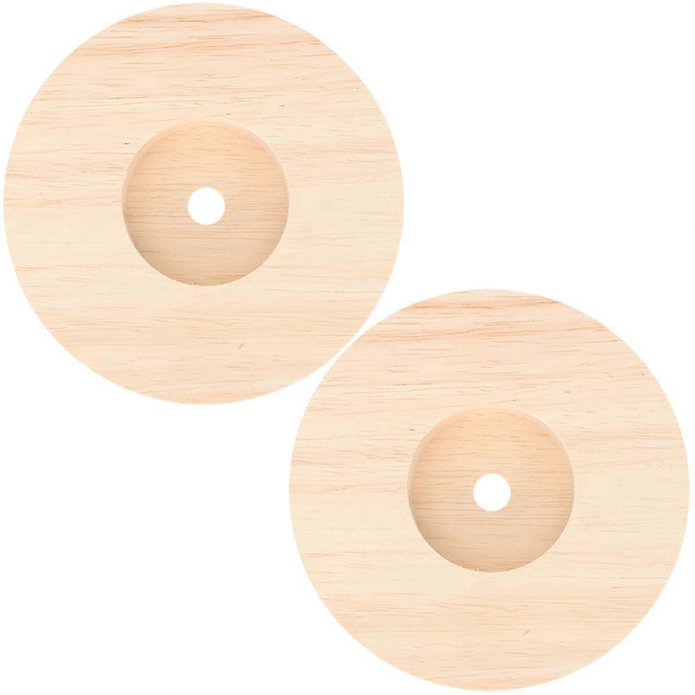 Solid Lamp Base Round Wood Lamp Base Study Room Office Wire Passage Light Parts Stand 2Pcs