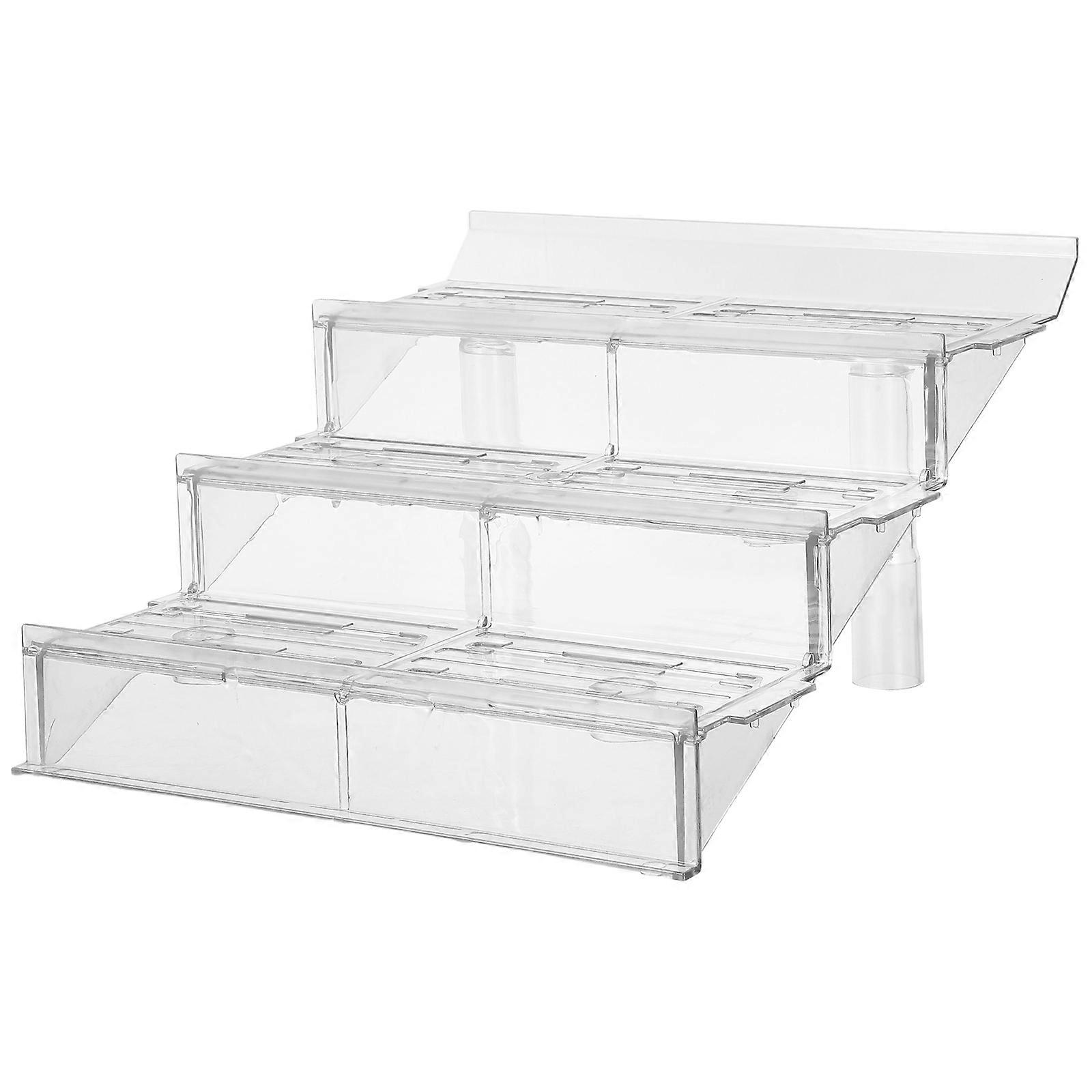 Supermarket Plastic Clear Display Riser for Refrigerated Counters 3 Layer Stand