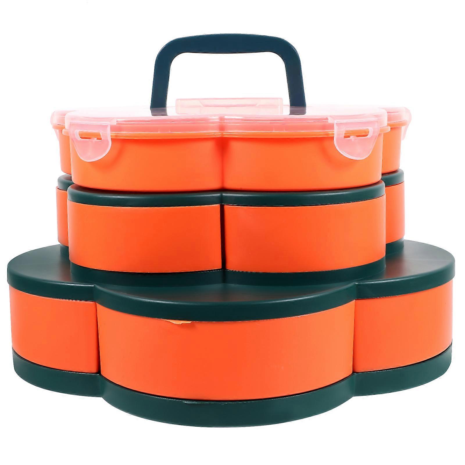 Rotating Three-Layer Snack Box for Storage Use 1Pcs Pink Serving Tray