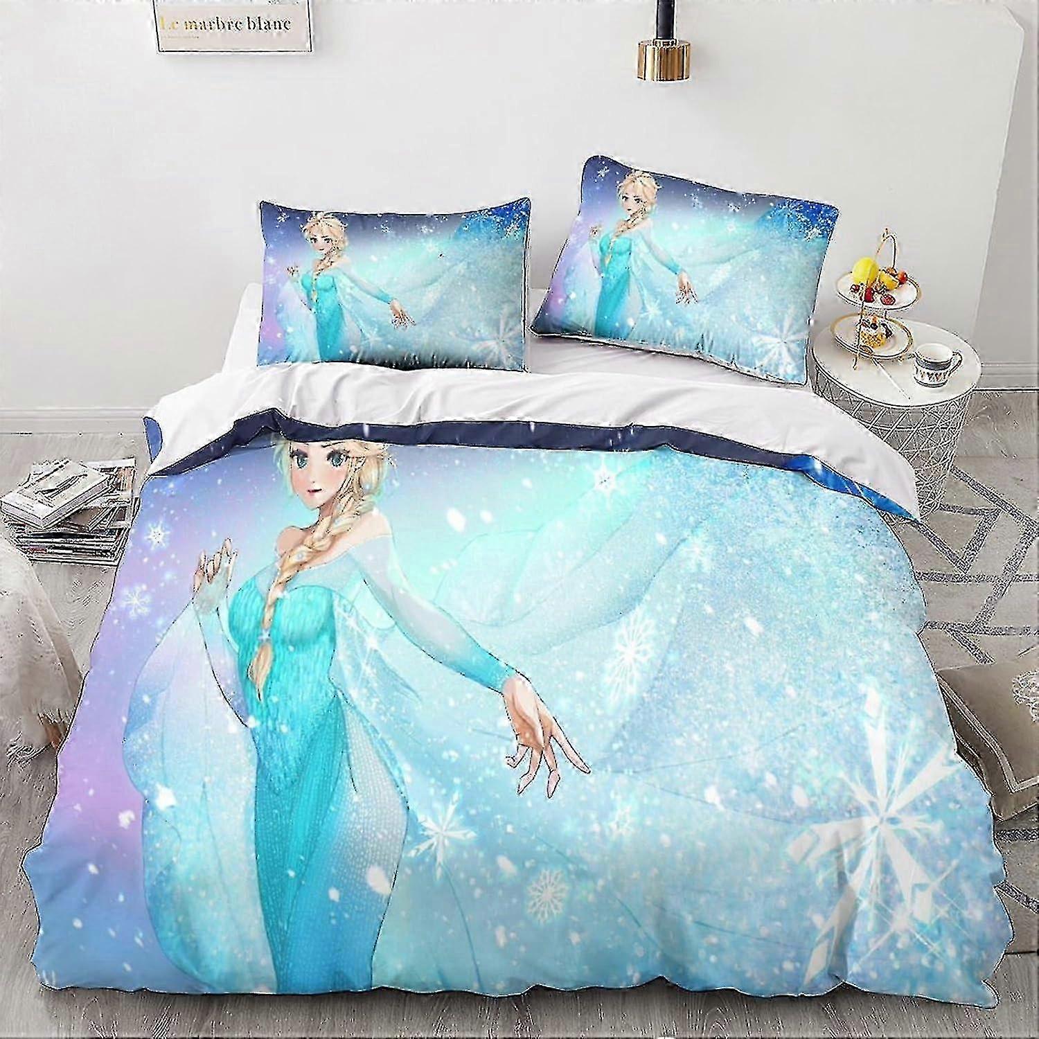 HOUKIG Frozen Duvet Cover Set Bedding Sets Soft Microfiber Single Anime Characters Quilt Cover 3D Theme Bedroom Decor for Kids Adults Pet Duvet C