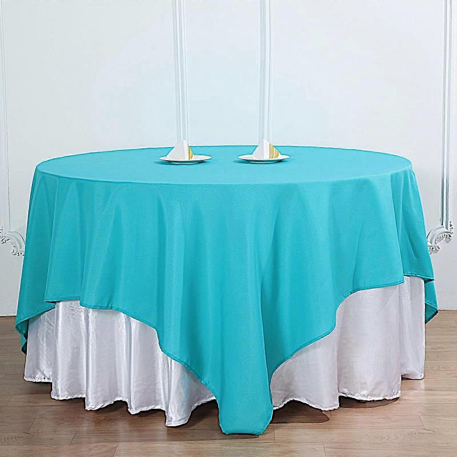 BalsaCircle 90x90" Square Polyester Tablecloth - Turquoise