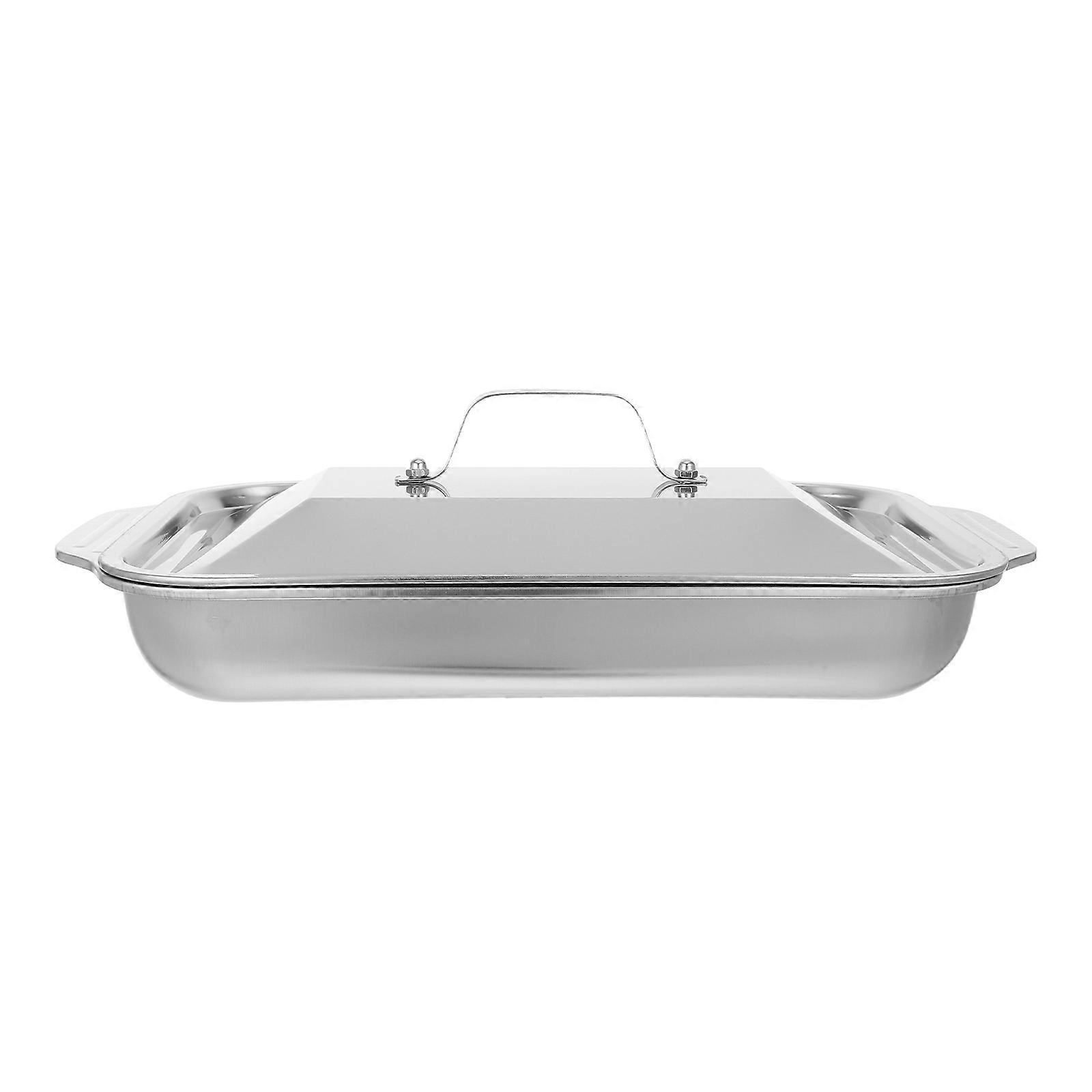 Silver Stainless Steel Baking Tray for Roasting Fish with Rectangular Pan