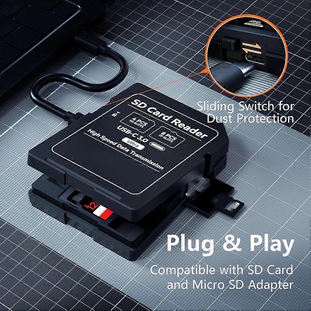  SD Memory Card Storage Case Memory Card Reader Supports USB Type-C and USB Compatible