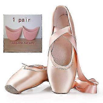Sapatos de Dança de Balé Profissional para Mulheres e Meninas - Sapatilhas de Ponta para Crianças e Adultos com Fitas, Tênis Zapatos Mujer para Prática de Balé