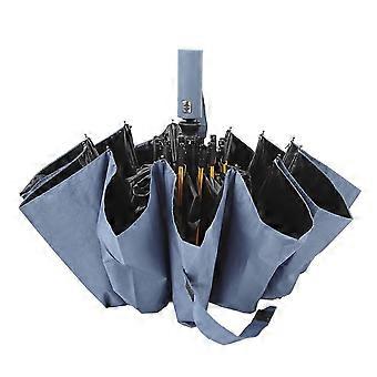 24-Rib Automatic Folding Umbrella Sky Blue Dual-Use UV Protection Sun Rain Windproof Durable 12K Black Coating Reincompatible withced Skeleto