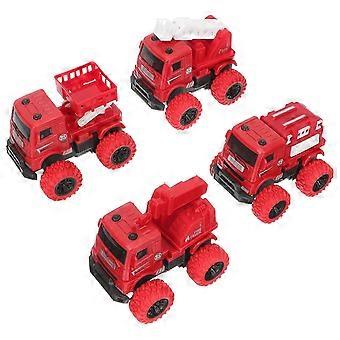 Camión de bomberos de juguete con mecanismo de fricción, juego de 16 piezas para niños, vehículo educativo de plástico rojo.