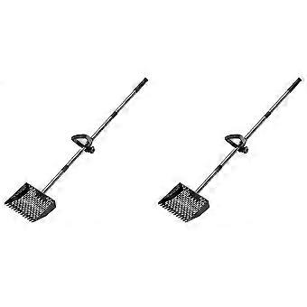 2X Scoop Shovel 10 Inches Sand Sifting Shovel with 35inch to 62inch Adjustable Stainless Steel Handle