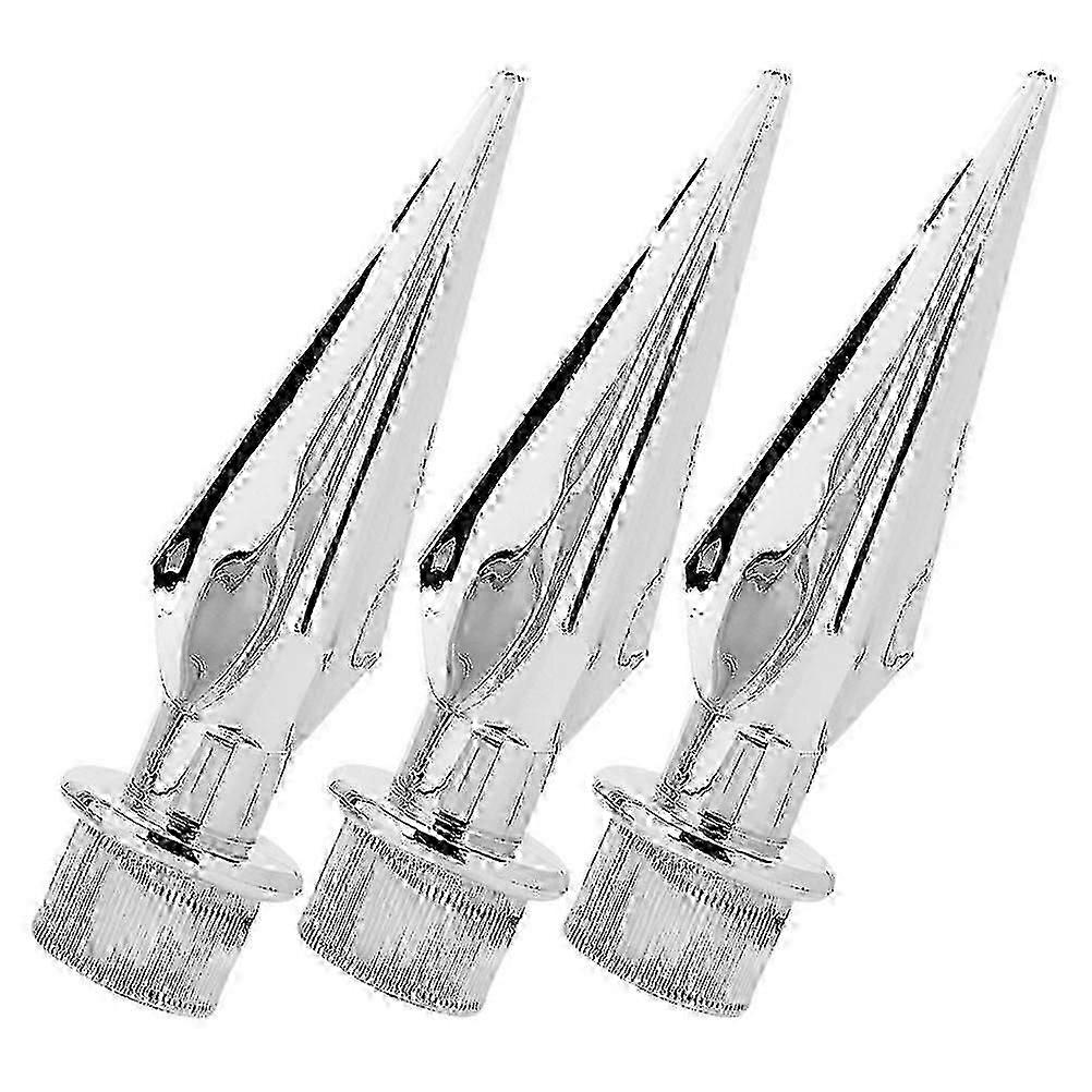 Flagpole Topper Plastic Flag Pole Caps Replacement 3Pcs Durable Silver Set