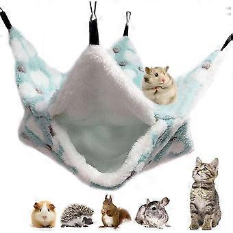 Double Layer Small Pet Hammock, Soft Plush Guinea Pig Cage Bed, Warm Comfortable for Hamster, Ferret, Small Animals