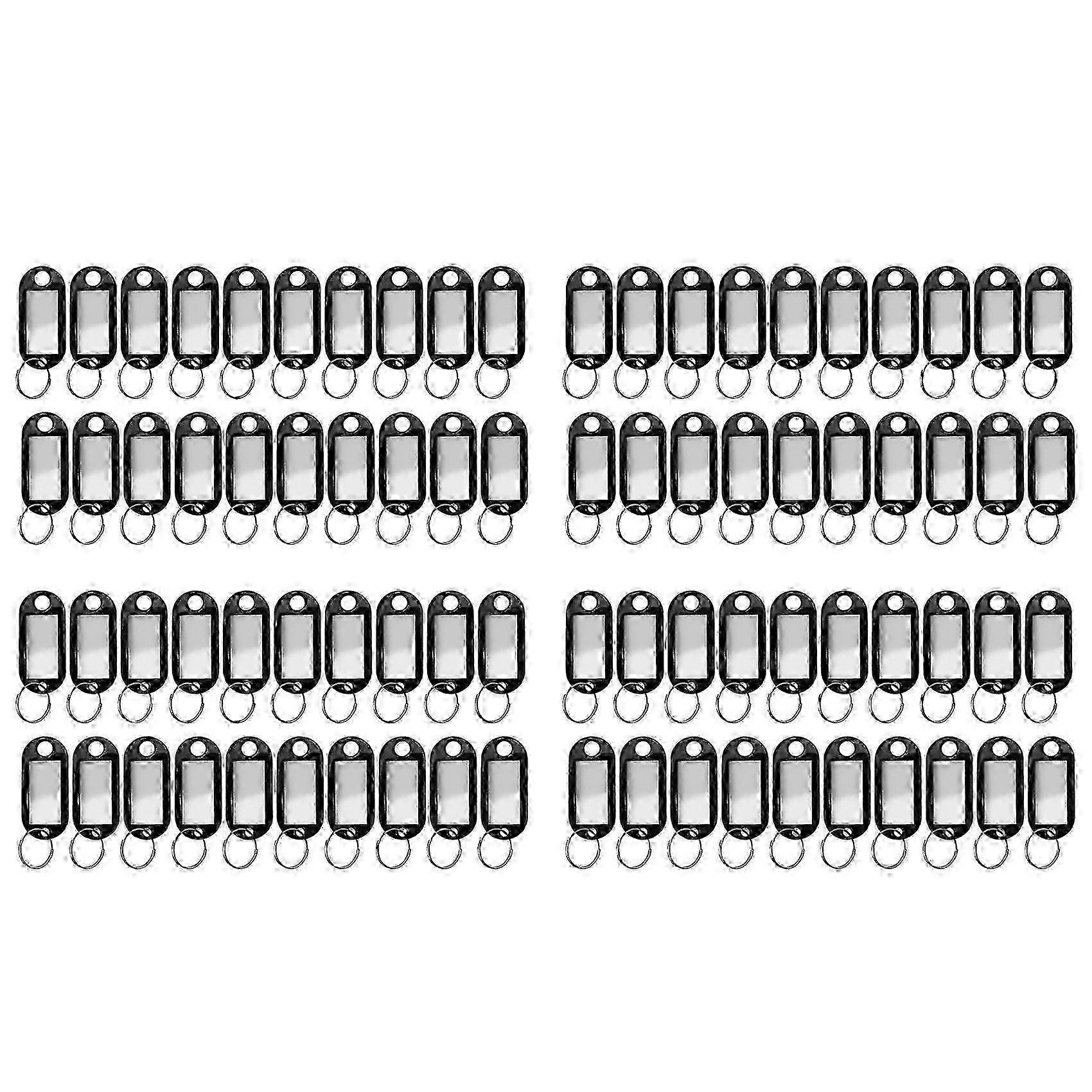 80 Pcs Assorted Key ID Label Tags Split Ring Keyring Keychain (Black)