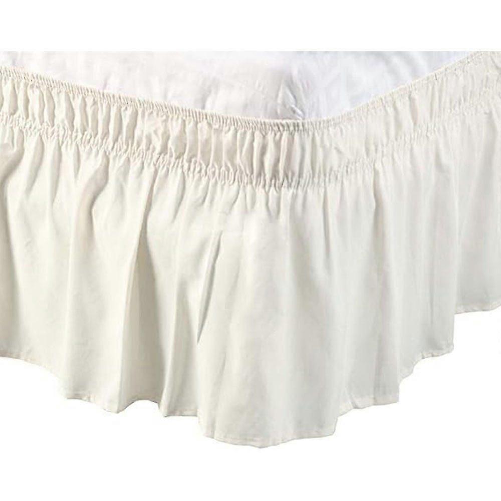 Saia de cama elástica em poliéster escovado com babado, modelagem simples, 78x80 polegadas (198x203 cm), altura de 15 polegadas (38 cm).