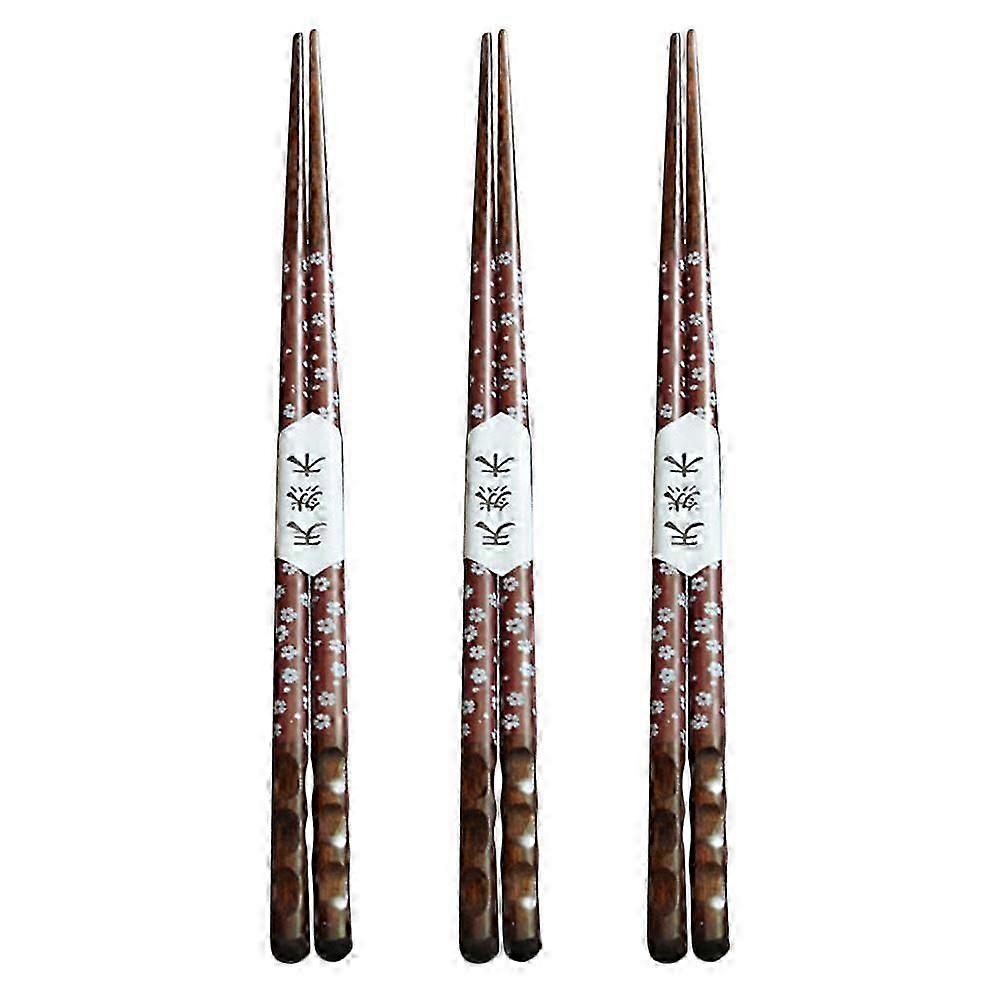 Reusable Chopsticks Simple Solid Wood 3Pairs