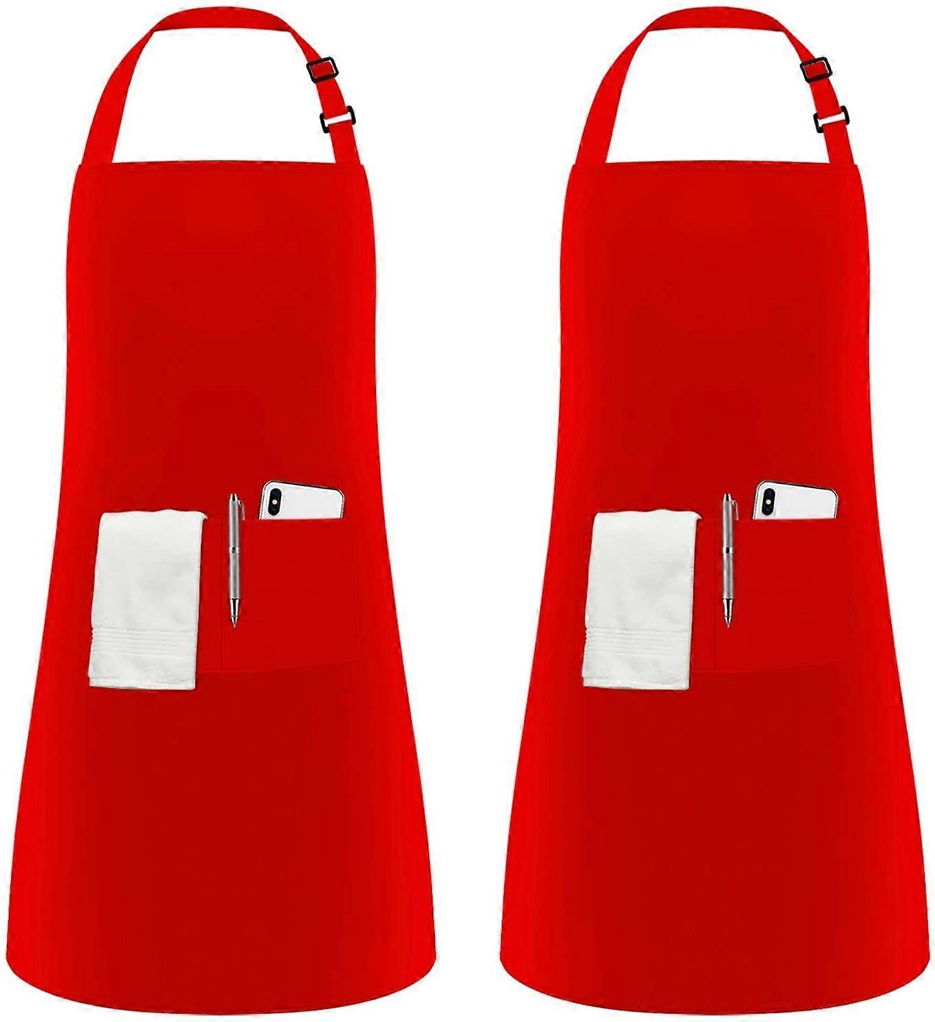 2Pcs Adjustable Apron with 2 Pockets Cooking Apron Kitchen Apron