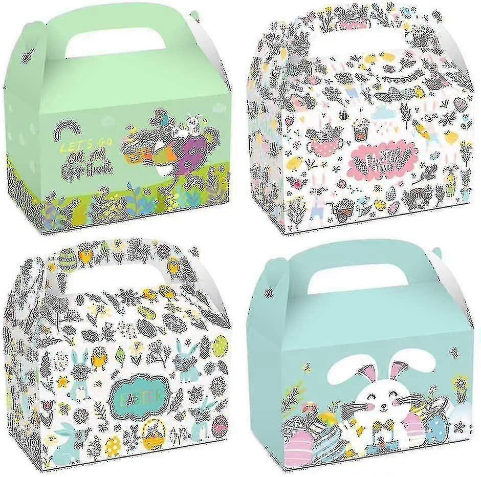 12pcs Easter Treat Boxes Happy Easter Gift Boxes Bunny Eggs Easter Basket