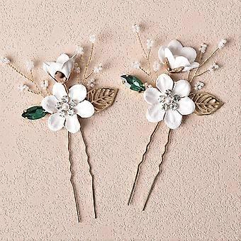 Bridal Green Diamonds Hairpin High Quality Metal Material Hairpin for Birthday Stage Party Show Dress up