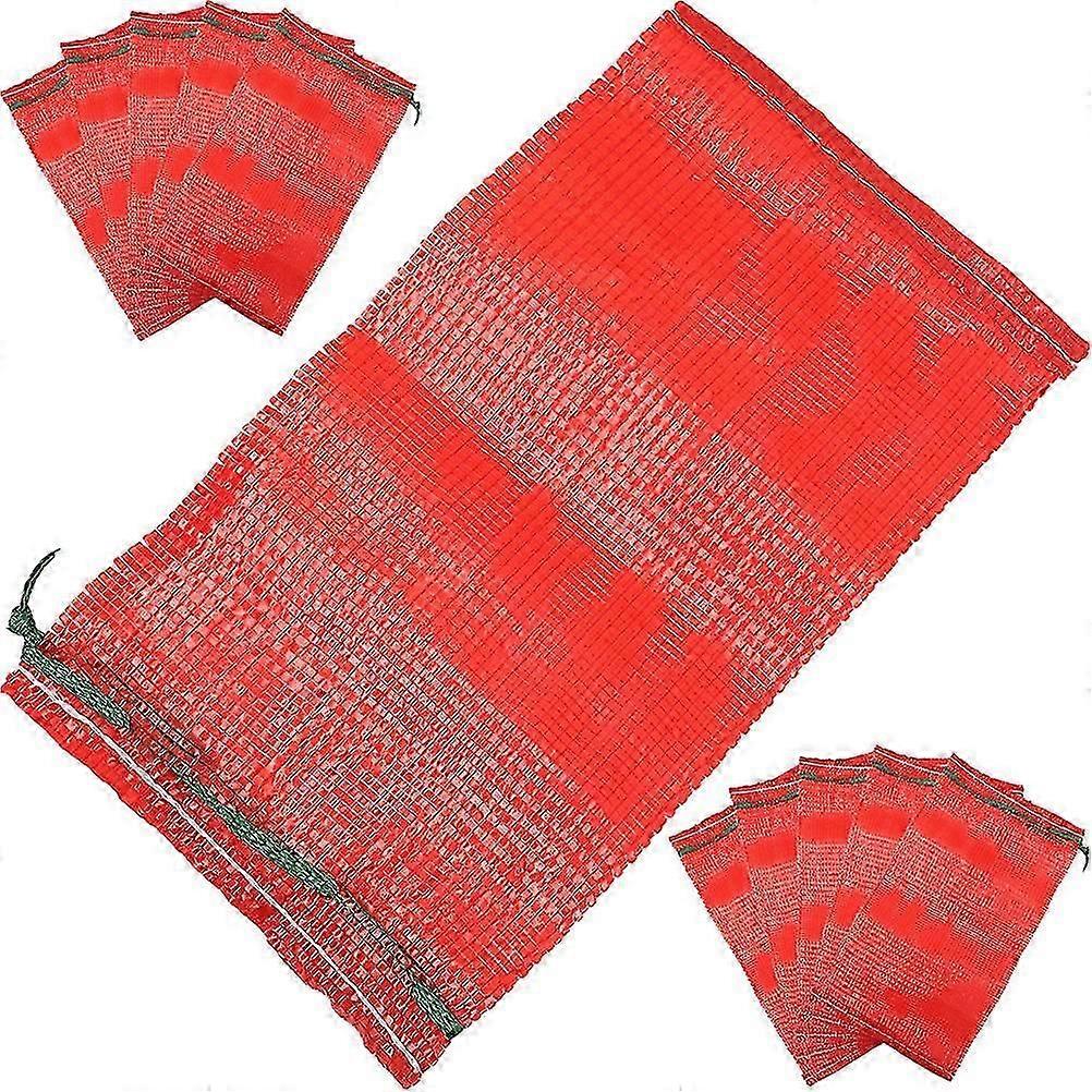 Reusable Red Polypropylene Mesh Drawstring Bag for Storage Large Capacity 50pcs