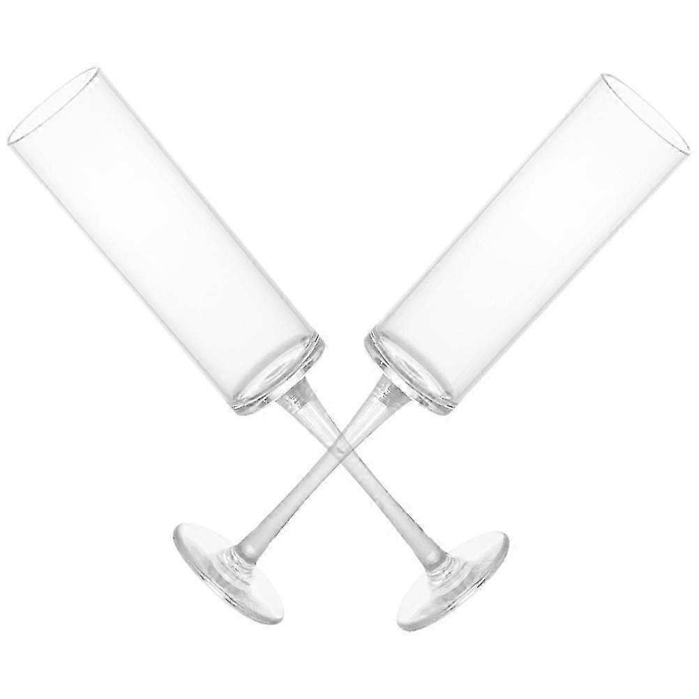 Flute Stem Drinking Cup for Toasting 2Pcs Clear Design