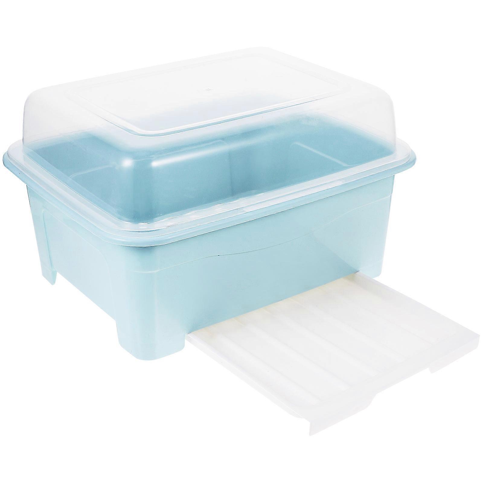 Blue Tableware Drainer Box for Kitchen Storage 1Pcs