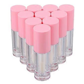 Pink Lip Gloss Tubes for Storage Use 10Pcs Transparent Bottles with Brush