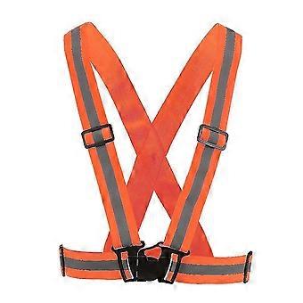 Reflektierende Sicherheitsweste mit verstellbaren elastischen Trägern für Laufen, Radfahren, Joggen, gute Sichtbarkeit bei Nacht, orange, Unisex, leicht