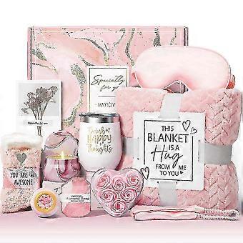 NEW For Women: Luxury Rose Spa Basket Including Flannel Blanket, Ideal Get Well or Birthday Present, Mother's Day Gift