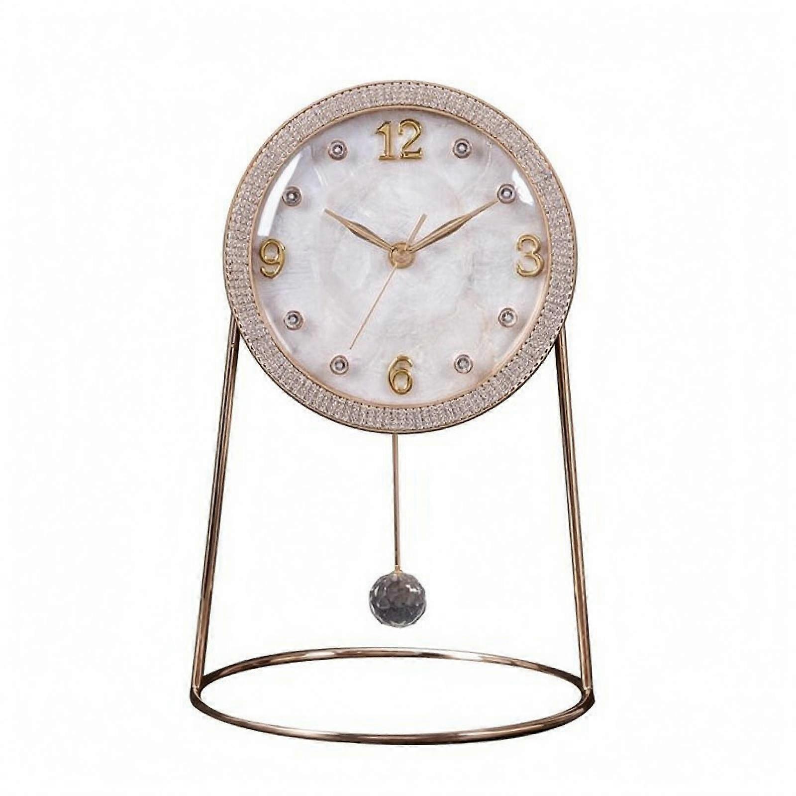 Pendulum Clock Sparkling Boarder Decorative Tabletop Clock Home Decor