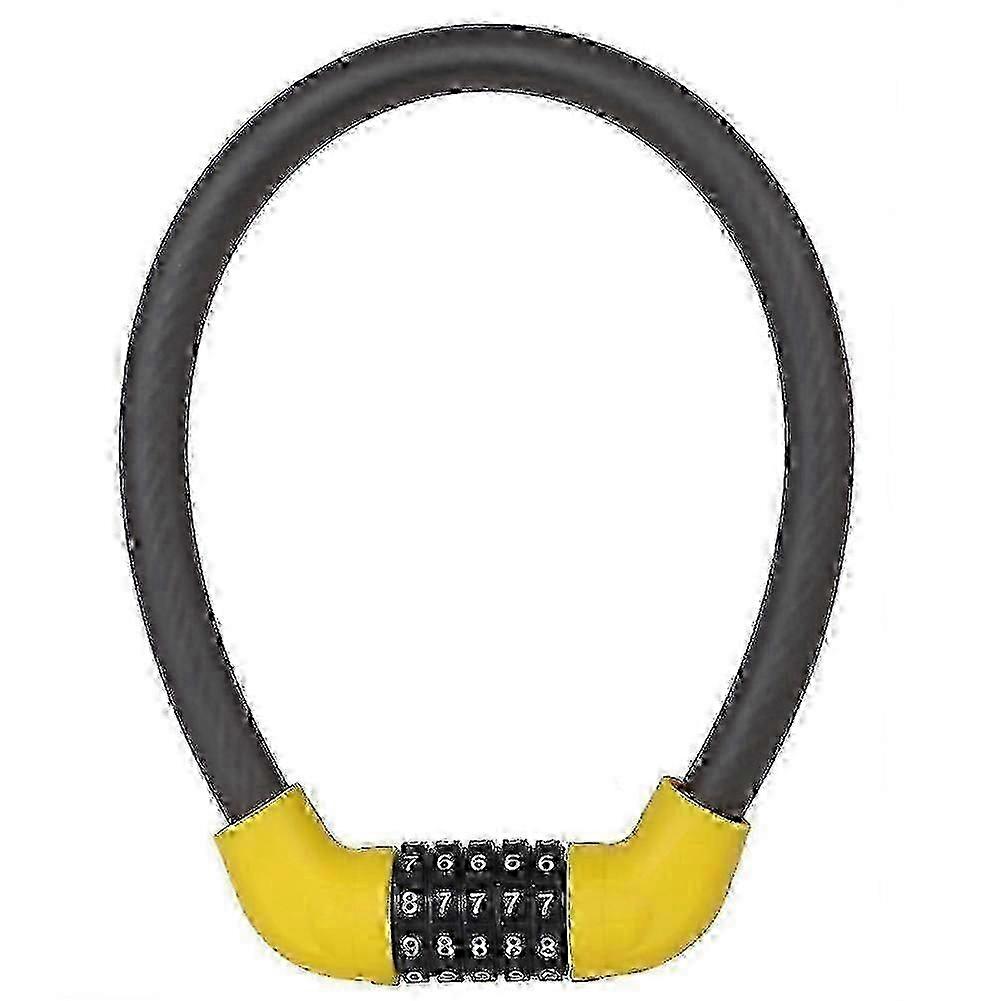 5-Digit Combination Wire Lock for MTB Bikes & Motorcycles - Secure Code Lock, Yellow 17.2x570mm
