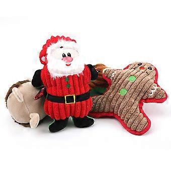 Dog Sound Toys Red Santa Claus Plush Toy for Puppy Chew and Squeak