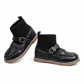 Bottes vintage pour fille avec semelles souples et doublure, chaussures chaudes et confortables pour la rentrée scolaire
