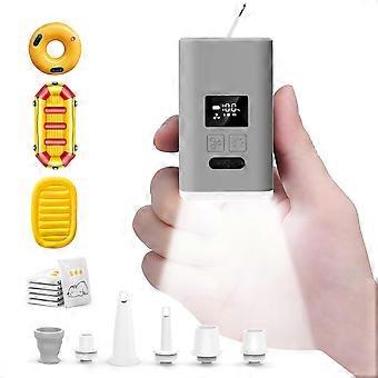 Portable Electric Air Pump 5X Brown, Cordless Rechargeable Mini Pump with 5000mAh Battery and LED for Inflatables