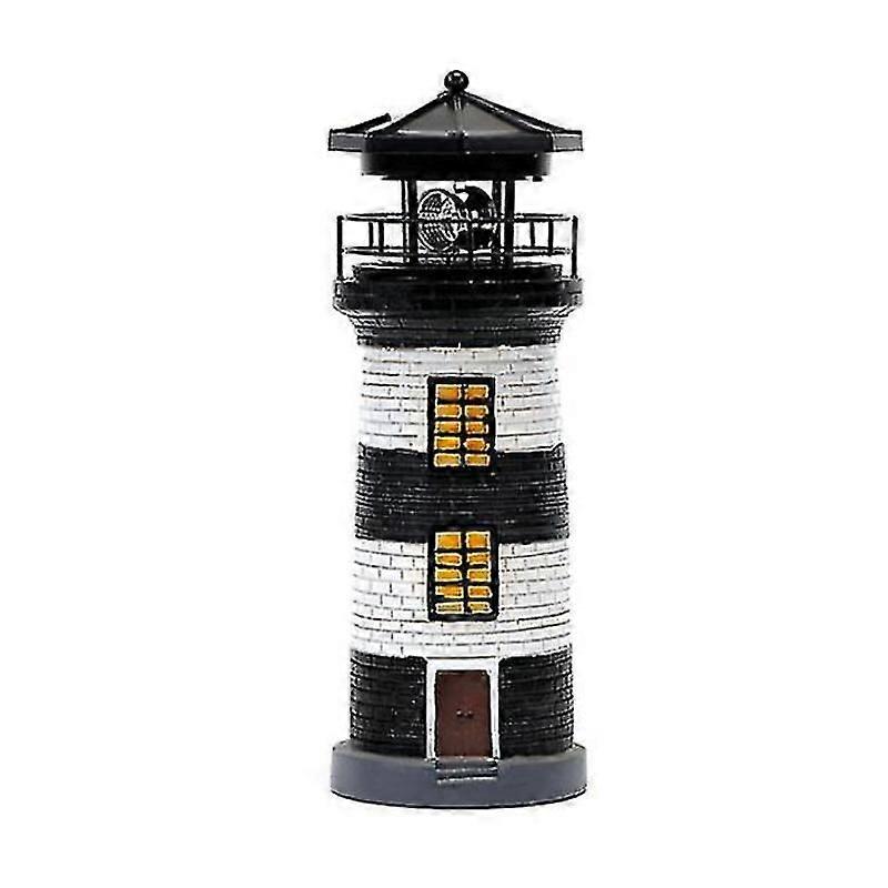 Barsinfi pol LED Lighthouse Solar Lighthouse Garden Rotating Beacon Tower Light