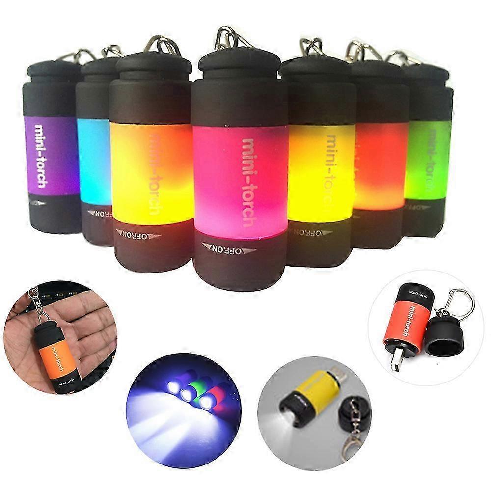Rechargeable Mini Flashlight LED USB Torch Lamp Pocket Keychain Small Flashlight LED Light Mini Keychain