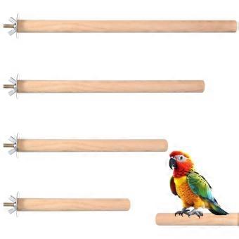4Pcs Wooden Parrot Perches Stand, Natural Wood Bird Cage Perch Set for Small and Medium Birds