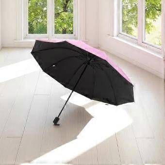 Compact Folding Travel Umbrella UV Sun Protection Lightweight Wind Resistant 10‑Rib Pink