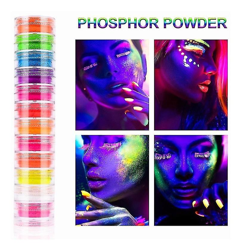 12 Renk Neon Floresan Pigment Tozu Seti Tırnak Gözü Pigmenti İçin