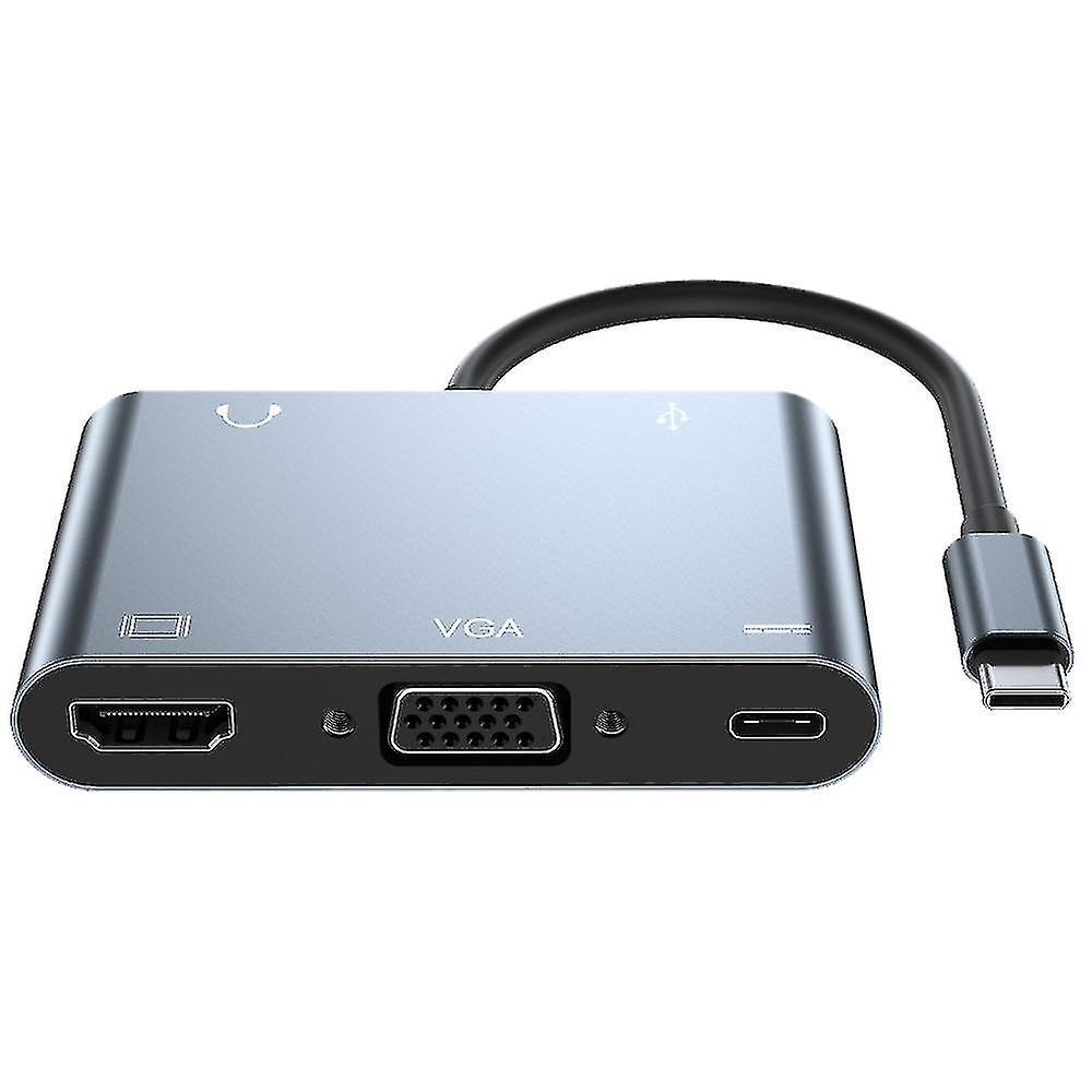 Type-c To Hdmi-compatible +vga+av+usb3.0+pd Video Multi Ports Adapter
