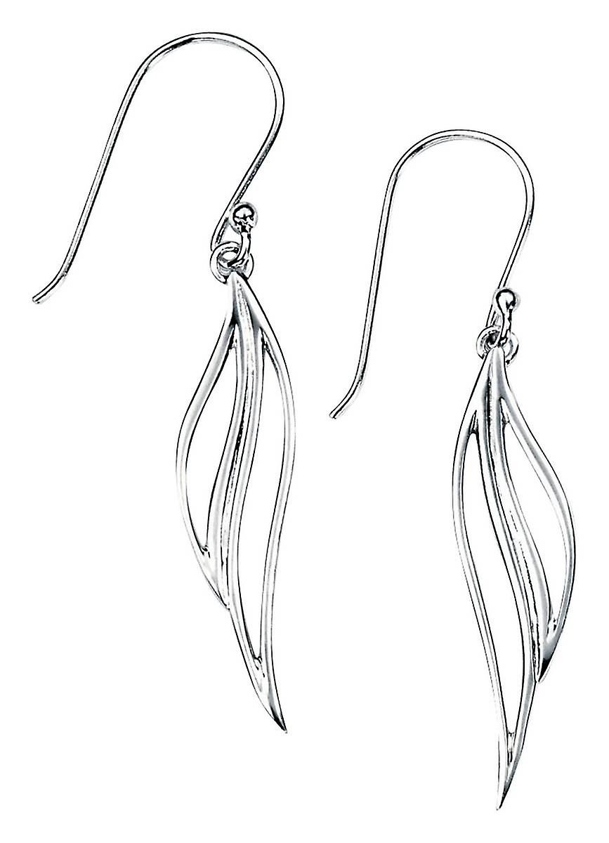 Elements Silver Open Leaf Drop Earrings - Silver