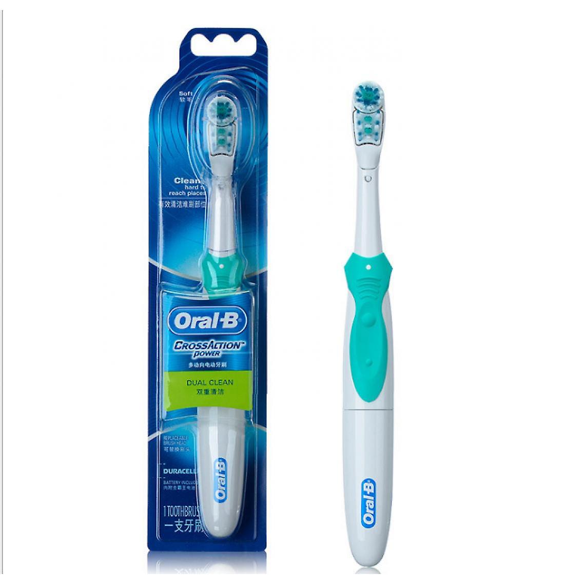 Toothbrush, Cross Action, Double Rotation, Vibration, Cleaning Teeth, Battery, Replaceable Toothbrush Head.(blue)