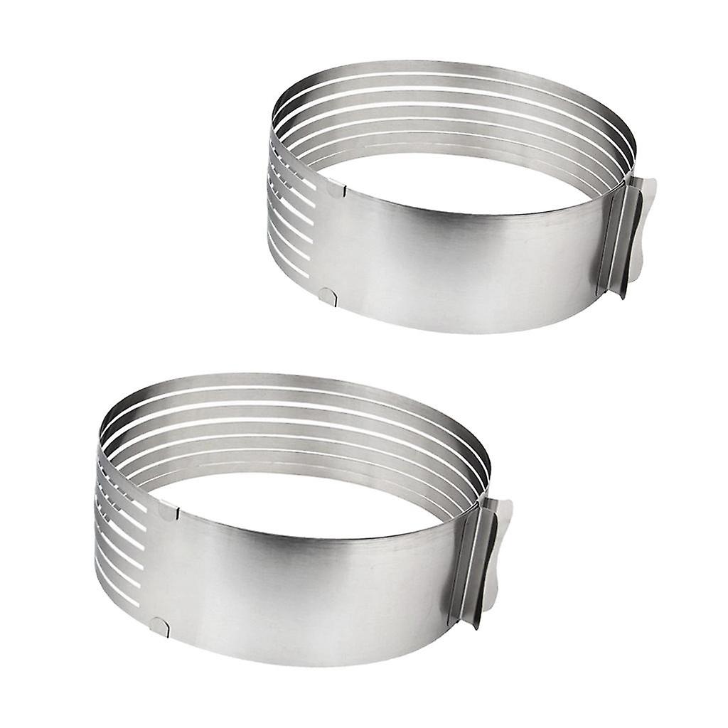 2pcs Stainless Steel Cake Mould Adjustable Slicer Layer Baking Cutter