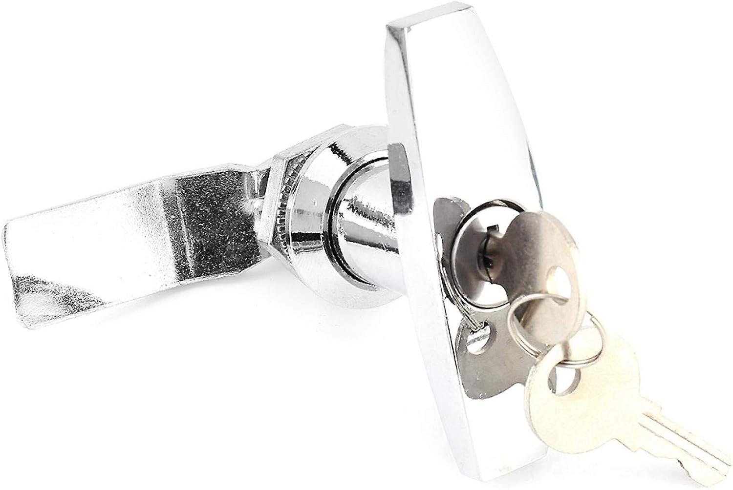 Duokon Serrure Poignée En T Chromée - Fixation Arrière Pour Boîte à Outils, Porte Garage, Remorque Et Caravane