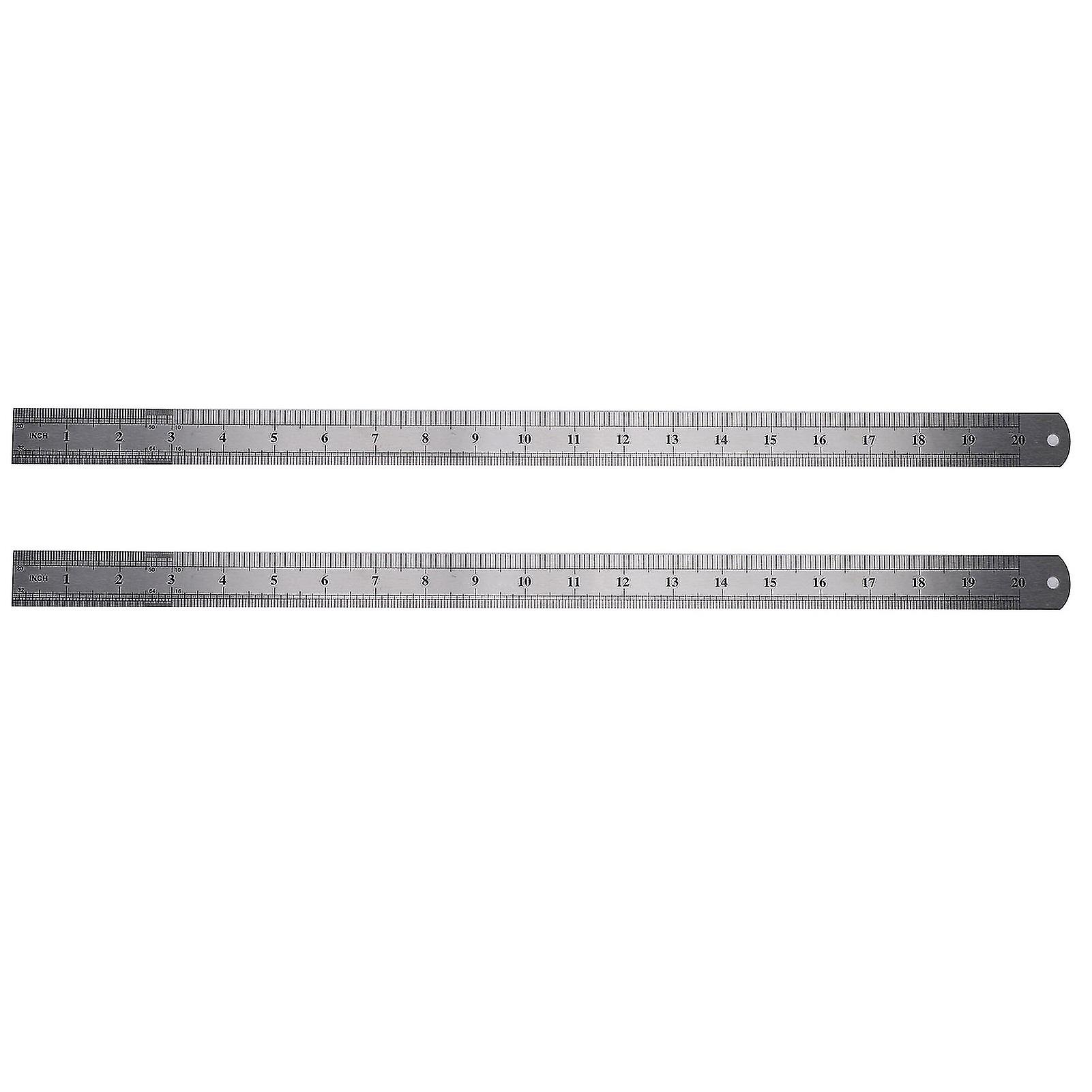 2Pcs Steel Ruler Woodworking Marking Locator Measuring Tape Tool DoubleSided Scale 50cm
