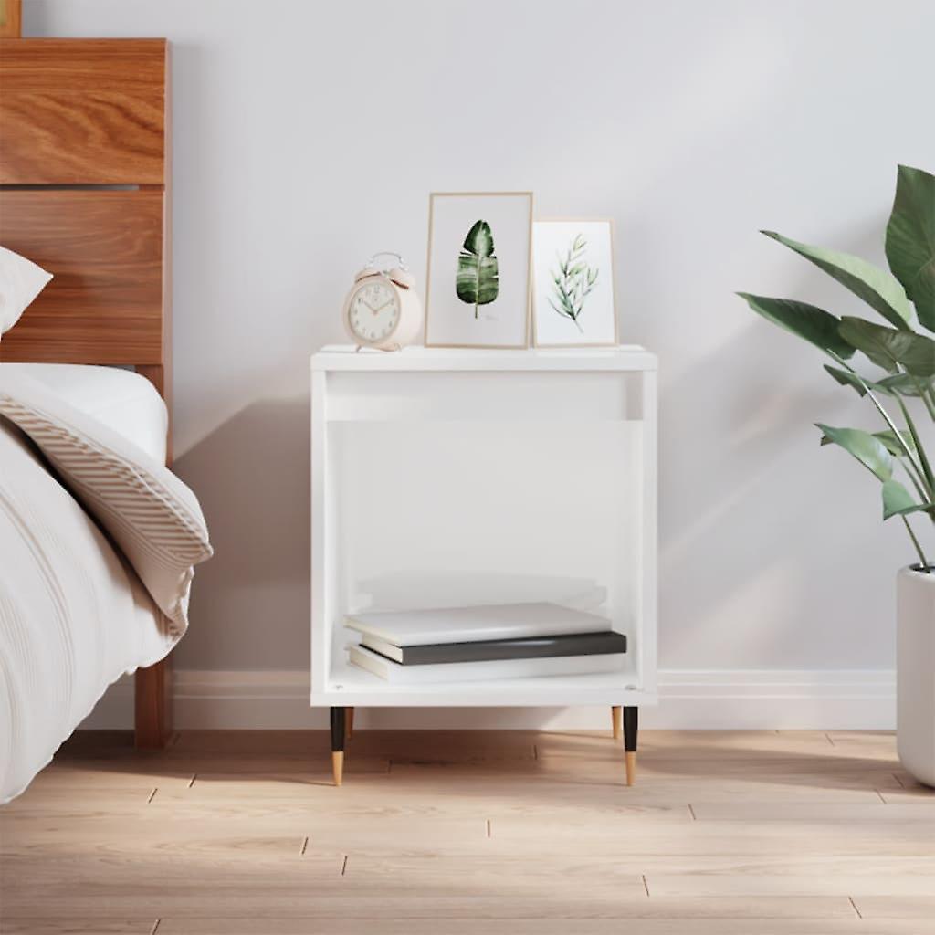 Bedside table high-gloss white 40x35x50 cm wood-based material