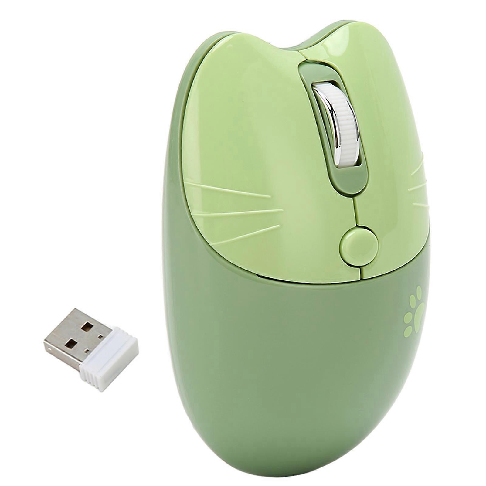 Wireless Mouse BT5.1 Or 2.4GHz Silent Click Adjustable DPI Auto Sleep Office Mouse for Girl Working Family School Cafe Green