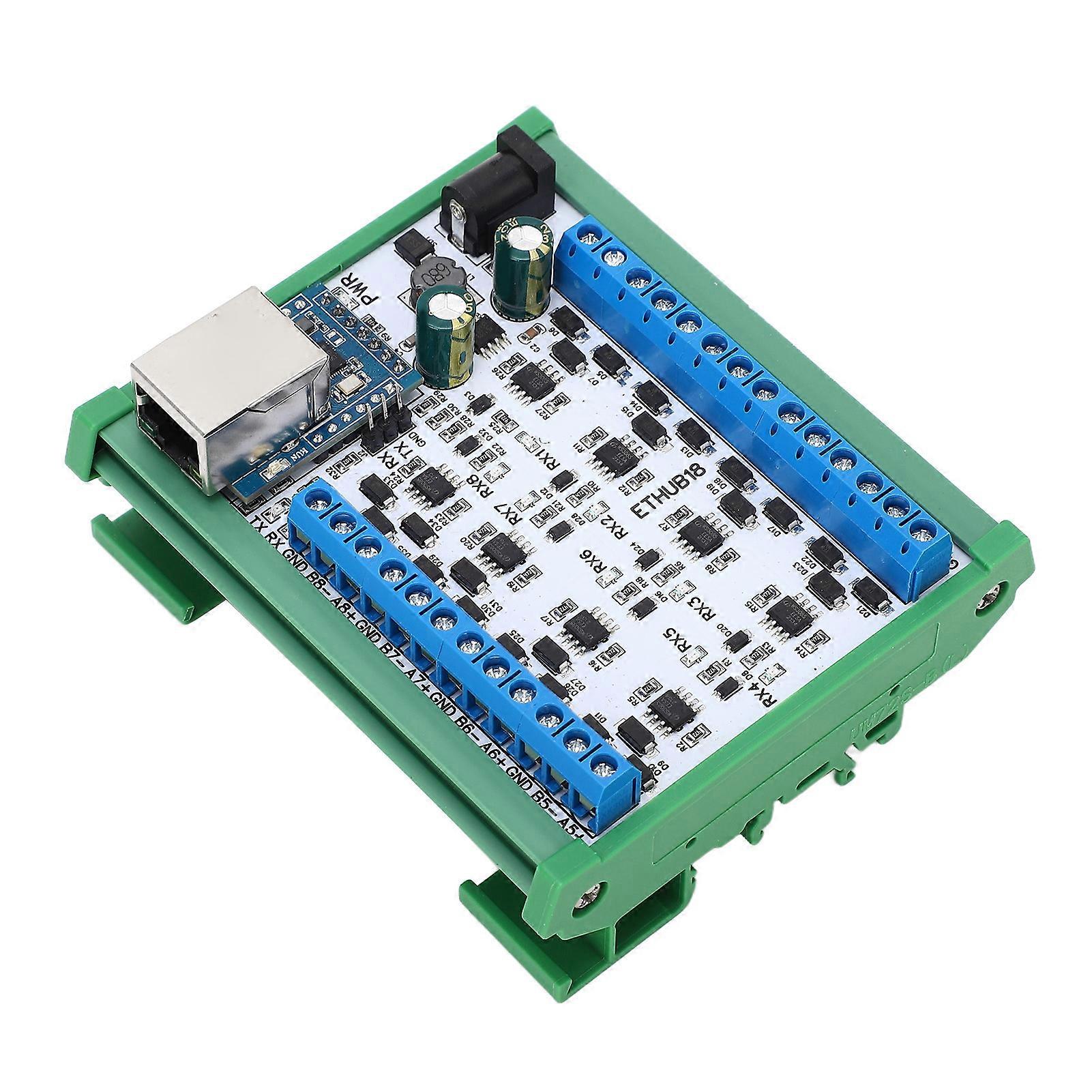 RJ45 zu 8 RS485 Hub Konverter TVS Überspannungsschutz 115200BPS Hub Board für die Sicherheitsüberwachung DC7-30V Hub Modul mit Gehäuse