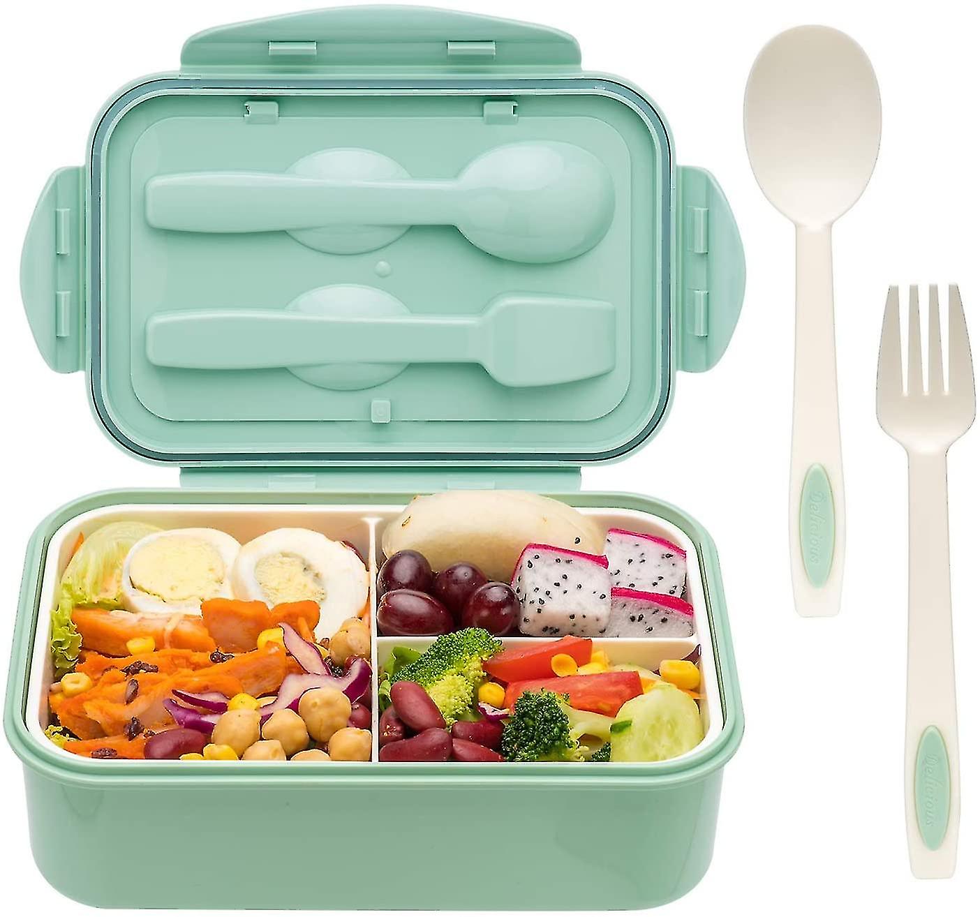 Bento Boxes For Adults - 1400 Ml Bento Lunch Box For Kids Childrens With Spoon & Fork - Durable, Leak-proof For On-the-go Meal, Bpa-free
