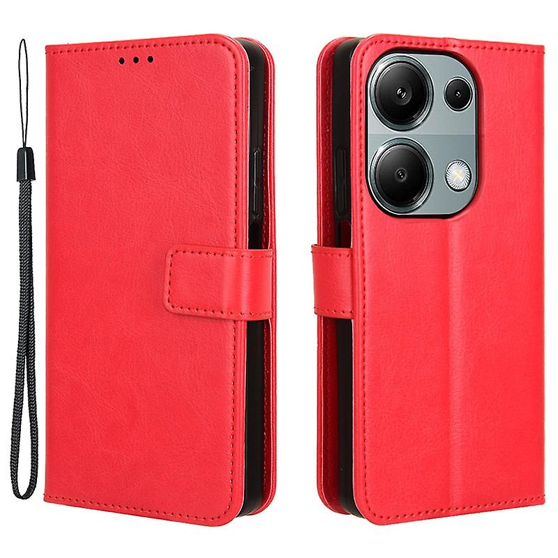 For Redmi Note 13 Pro 4G/XIAOMI Poco M6 Pro 4G Crazy Horse Pattern Leather Case Red