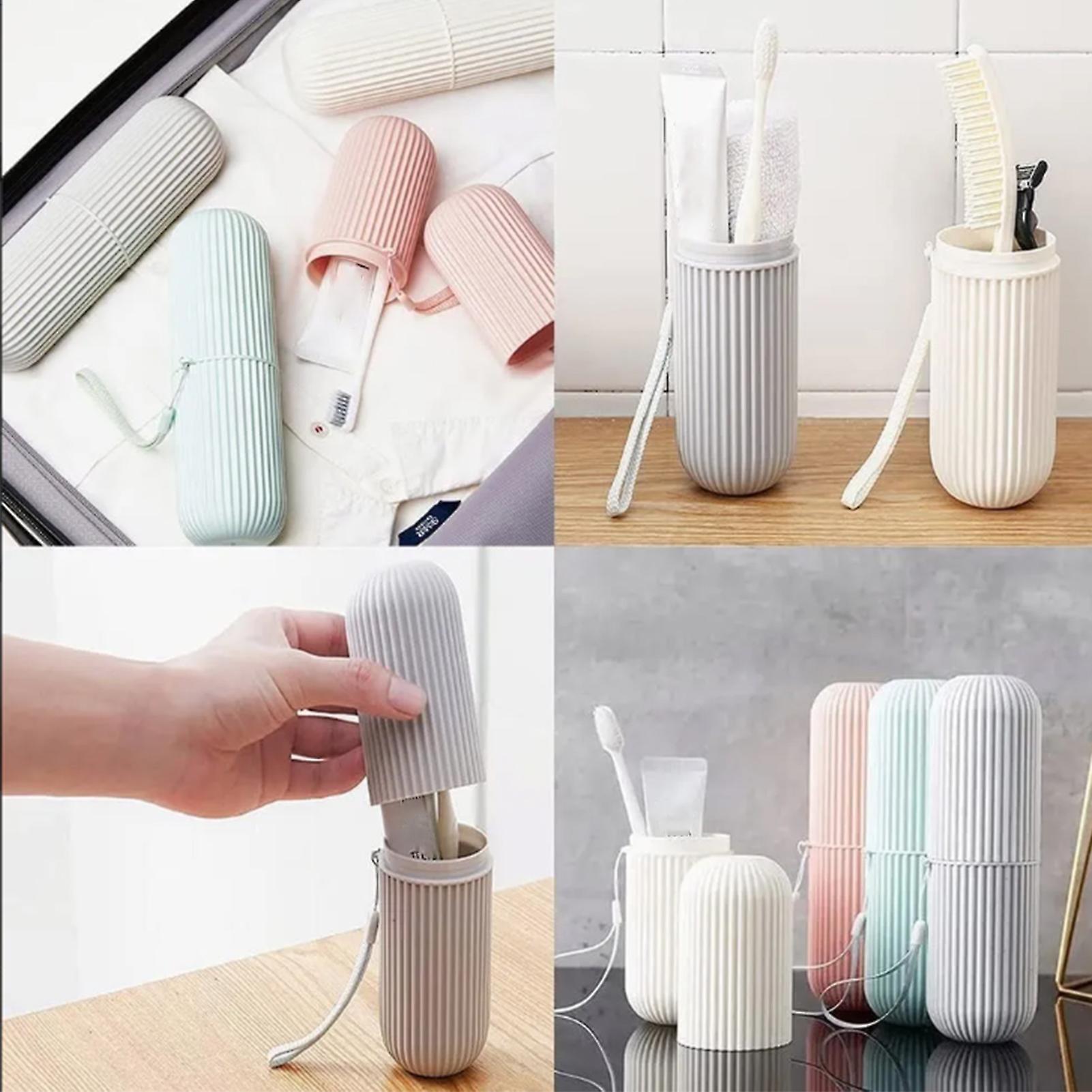 Multifunctional Gray Plastic Toothbrush Cup Case 3.5oz for Travel