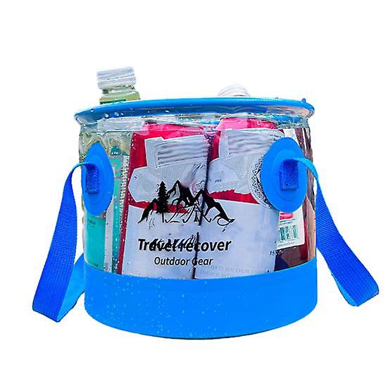 10L Outdoor Folding Bucket Double Handle Multifunctional Portable Wash Basin Large Capacity Water Container Camping Fishing Collapsible Bucket