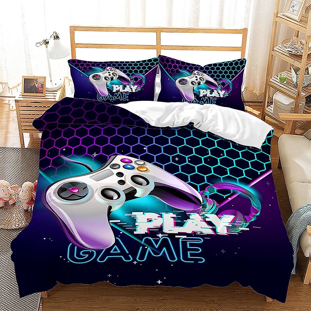 مجموعة لحاف اللعبة سرير في حقيبة للأولاد والأطفال في سن المراهقة ، مجموعات الفراش على شكل قرص العسل للألعاب مجموعة سرير من الألياف الدقيقة لجميع المواسم ديكور المنزل للاعبين