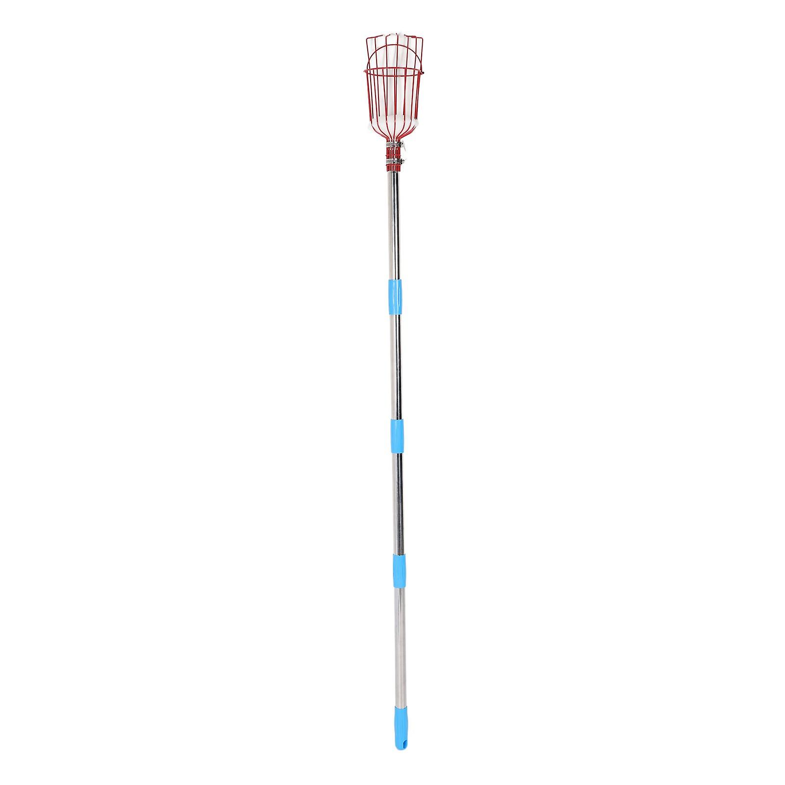 Fruit Picker Tool Multifunctional Stainless Steel Durable Rustproof Apple Orange Fruits Catcher Tree Picker with Pole 6 Sections